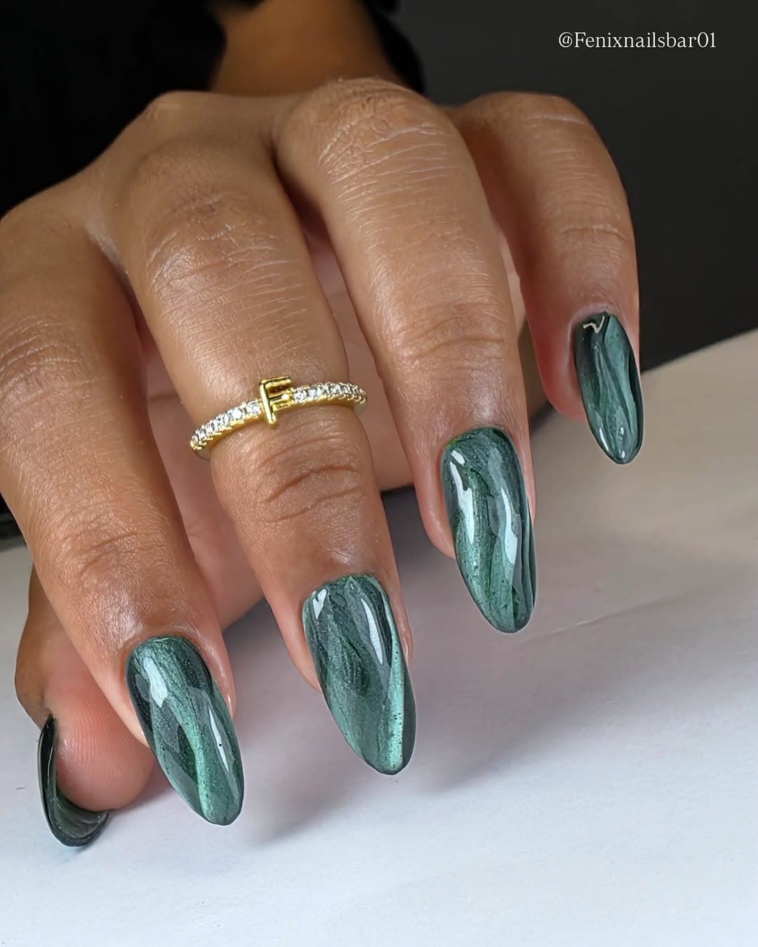 Nails with gold glitter